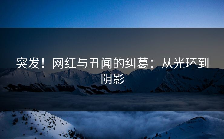 突发！网红与丑闻的纠葛：从光环到阴影