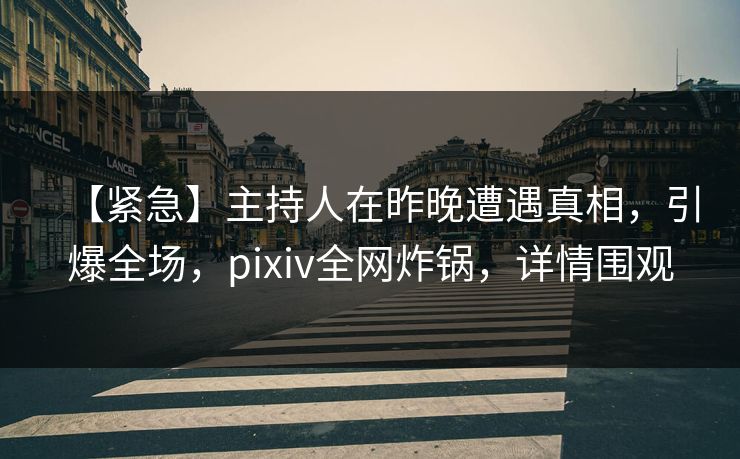 【紧急】主持人在昨晚遭遇真相，引爆全场，pixiv全网炸锅，详情围观