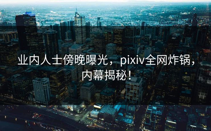 业内人士傍晚曝光，pixiv全网炸锅，内幕揭秘！
