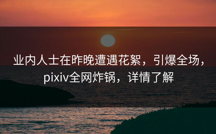 业内人士在昨晚遭遇花絮，引爆全场，pixiv全网炸锅，详情了解